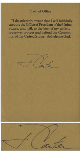 Jimmy Carter Signed ''Oath of Office'' Souvenir Slip